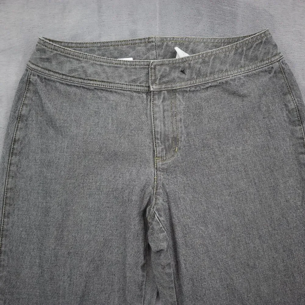 Liz Claiborne Pants Womens 8 Gray Straight Ankle Zip Hook Eye Dark Wash Jeans